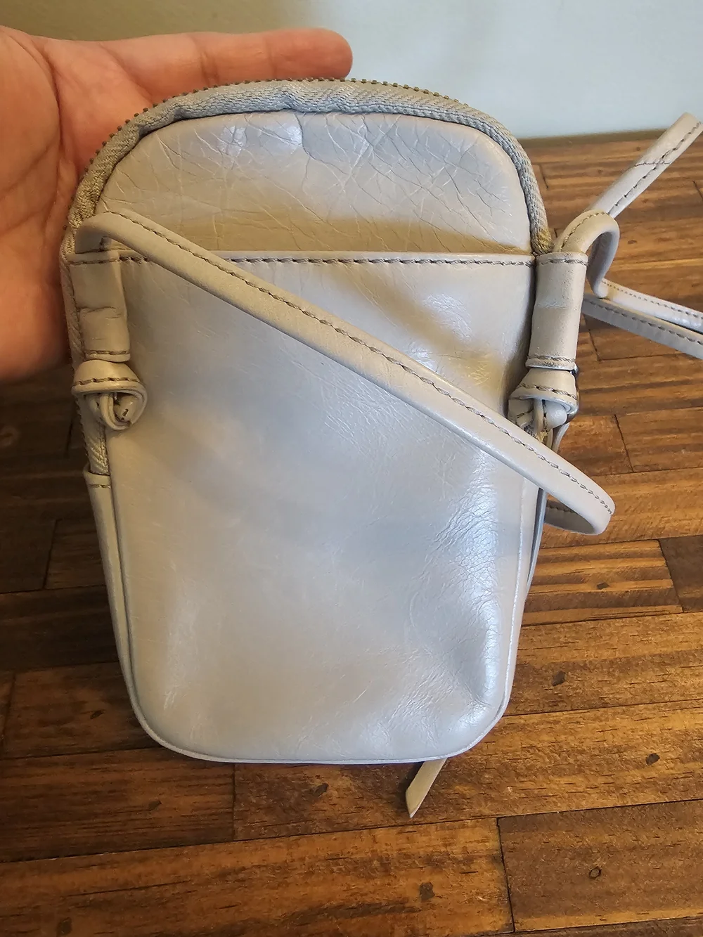 HOBO Light Gray Leather Crossbody Bag - Neutral Everyday Style